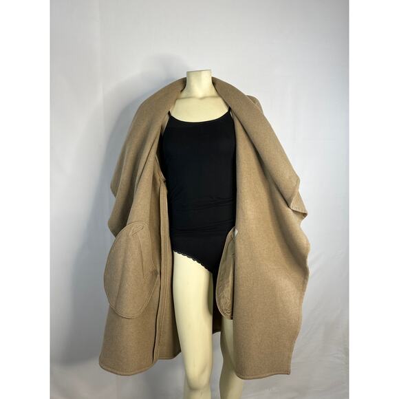 NWT Lauren Ralph Lauren truffle color draped waterfall open front coat size med - Picture 8 of 16